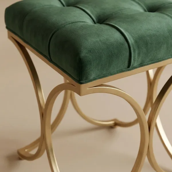 The_Lyra_Accent_Stool_-_Gold_Frame,_Forest_Green