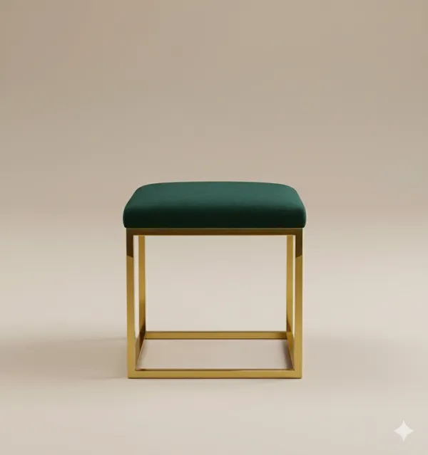 Green_Luxe_Velvet_Stool,_Elegant_Gold_Wrought_Iron_Base,_Soft_Designer_Seating,Green