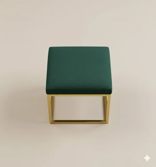 Green_Luxe_Velvet_Stool,_Elegant_Gold_Wrought_Iron_Base,_Soft_Designer_Seating,Green