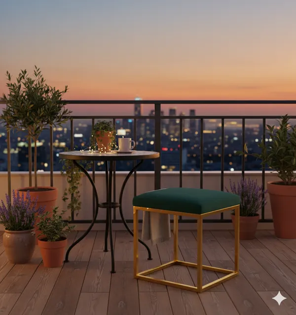 Green_Luxe_Velvet_Stool,_Elegant_Gold_Wrought_Iron_Base,_Soft_Designer_Seating,Green