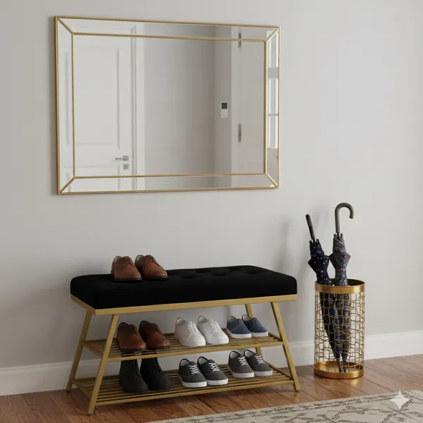Black_Comfortable_Seating_Bench_and_2-Tier_Shoe_Storage_Organizer_for_Hallway_or_Entryway