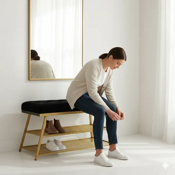 Black_Comfortable_Seating_Bench_and_2-Tier_Shoe_Storage_Organizer_for_Hallway_or_Entryway