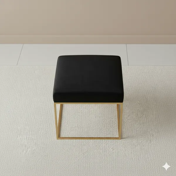 Black_Luxe_Velvet_Stool,_Elegant_Gold_Wrought_Iron_Base,_Soft_Designer_Seating,_Black