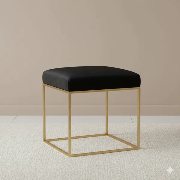 Black_Luxe_Velvet_Stool,_Elegant_Gold_Wrought_Iron_Base,_Soft_Designer_Seating,_Black