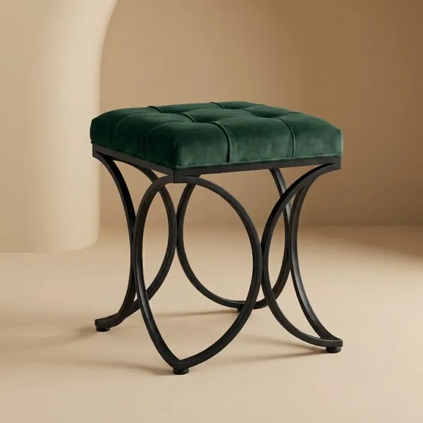 The_Lyra_Accent_Stool_-_Black_Frame,_Forest_Green