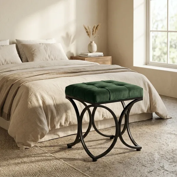 The_Lyra_Accent_Stool_-_Black_Frame,_Forest_Green