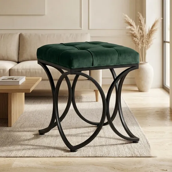 The_Lyra_Accent_Stool_-_Black_Frame,_Forest_Green