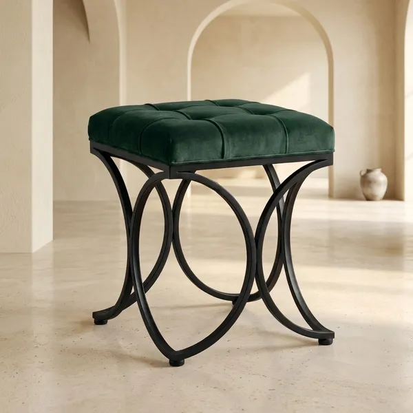 The_Lyra_Accent_Stool_-_Black_Frame,_Forest_Green
