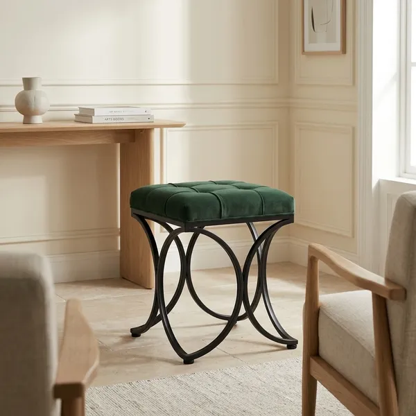 The_Lyra_Accent_Stool_-_Black_Frame,_Forest_Green