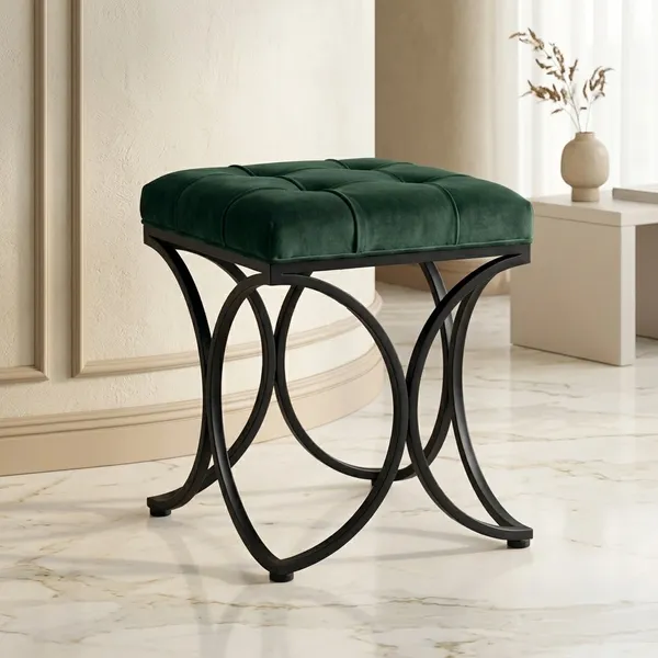 The_Lyra_Accent_Stool_-_Black_Frame,_Forest_Green