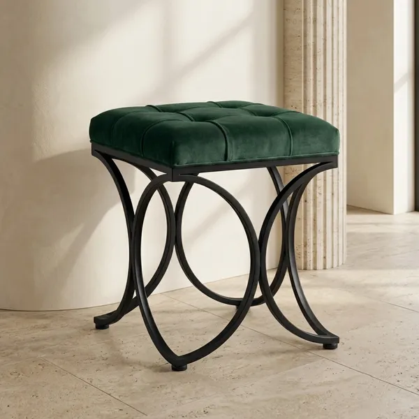 The_Lyra_Accent_Stool_-_Black_Frame,_Forest_Green