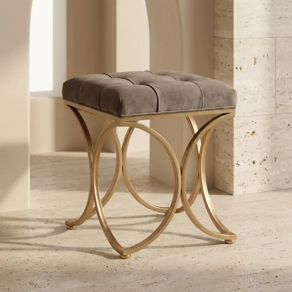 The_Lyra_Accent_Stool_-_Gold_Frame,_Mocha_Brown