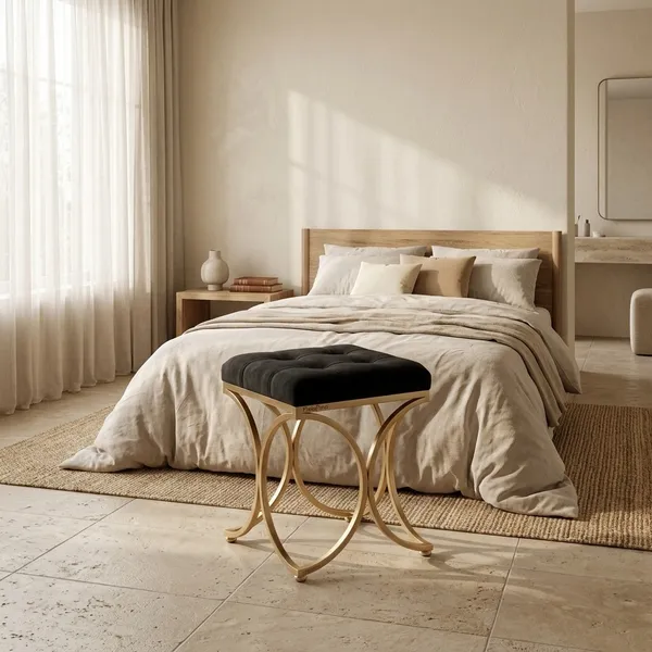 The_Lyra_Accent_Stool_-_Gold_Frame,_Onyx_Black