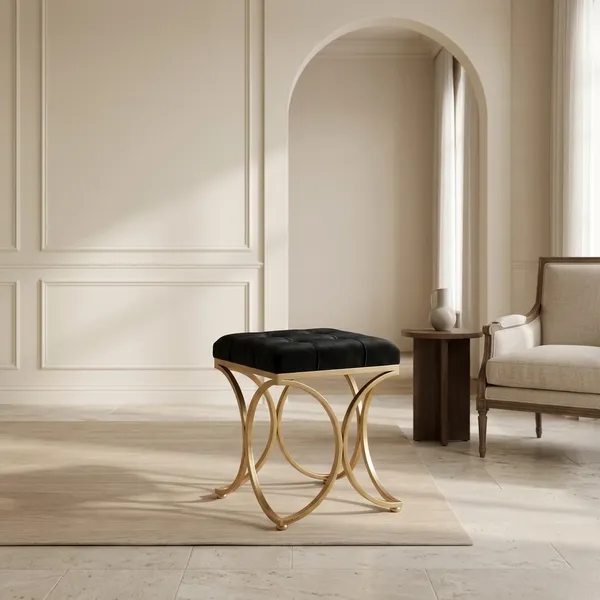 The_Lyra_Accent_Stool_-_Gold_Frame,_Onyx_Black