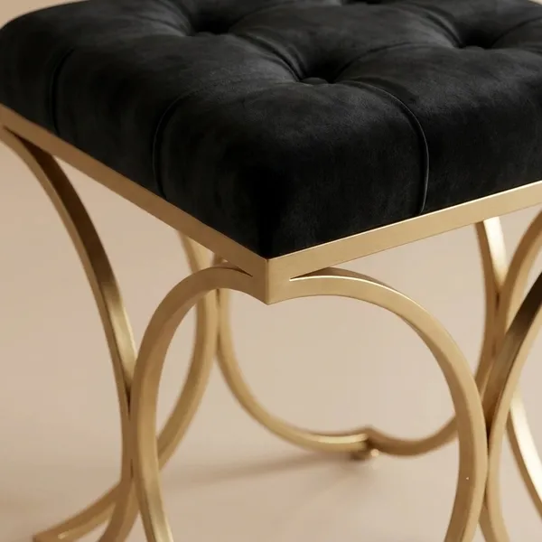 The_Lyra_Accent_Stool_-_Gold_Frame,_Onyx_Black