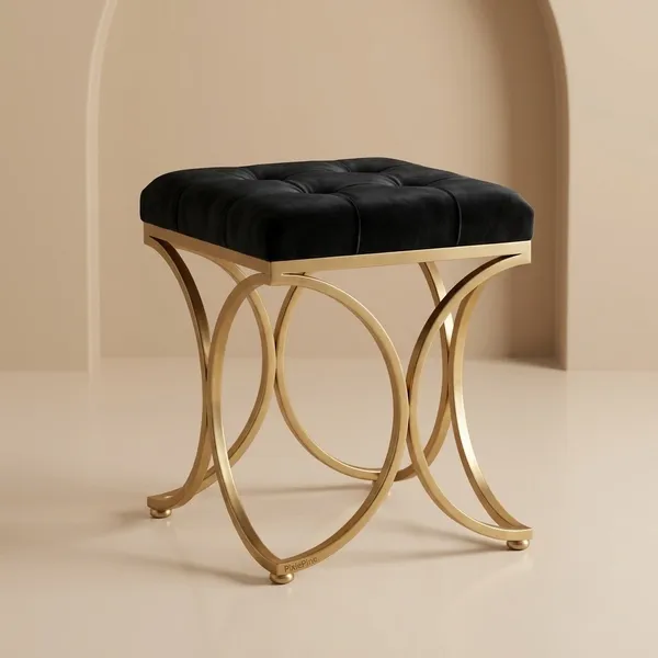 The_Lyra_Accent_Stool_-_Gold_Frame,_Onyx_Black