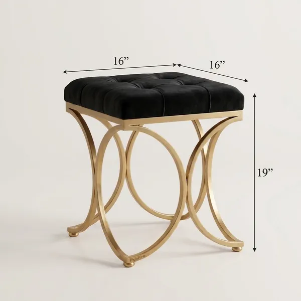 The_Lyra_Accent_Stool_-_Gold_Frame,_Onyx_Black