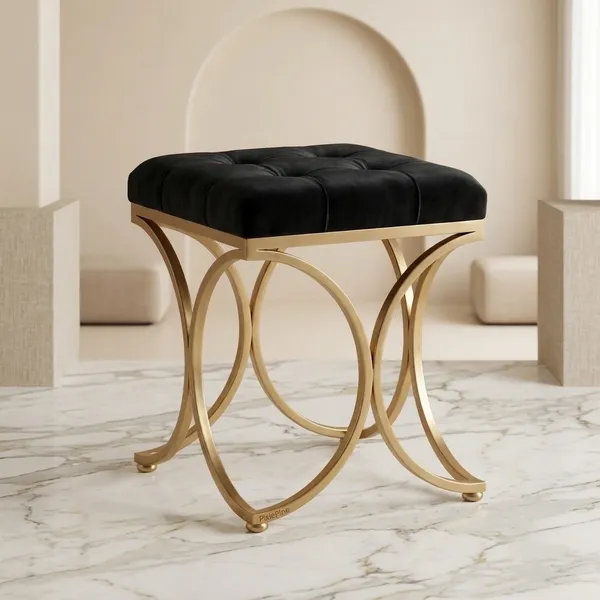 The_Lyra_Accent_Stool_-_Gold_Frame,_Onyx_Black