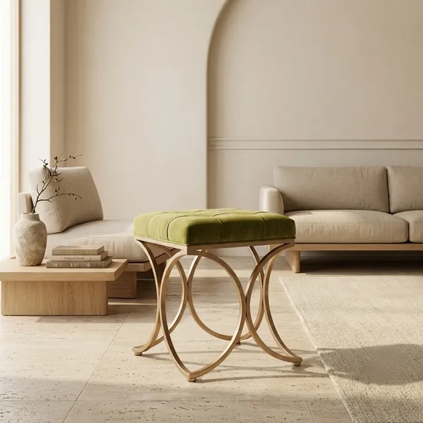 The_Lyra_Accent_Stool_-_Gold_Frame,_Willow_Green