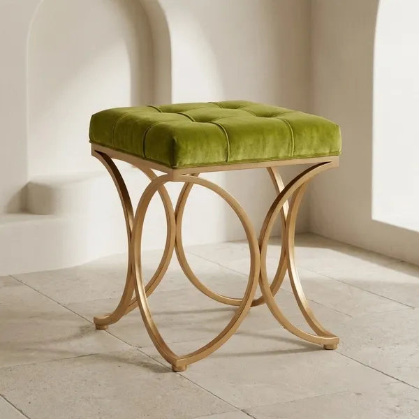 The_Lyra_Accent_Stool_-_Gold_Frame,_Willow_Green