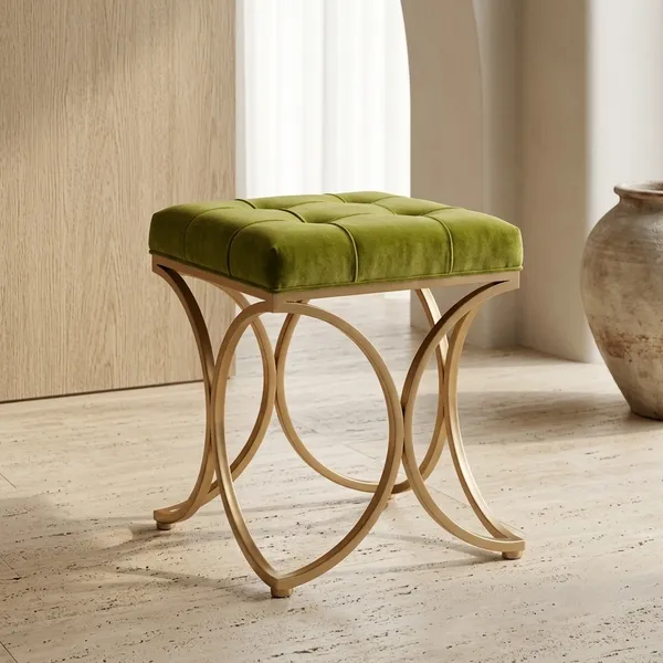 The_Lyra_Accent_Stool_-_Gold_Frame,_Willow_Green