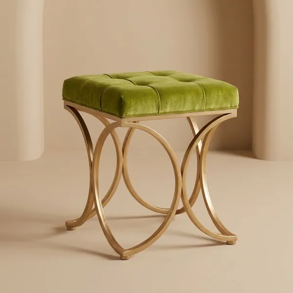 The_Lyra_Accent_Stool_-_Gold_Frame,_Willow_Green