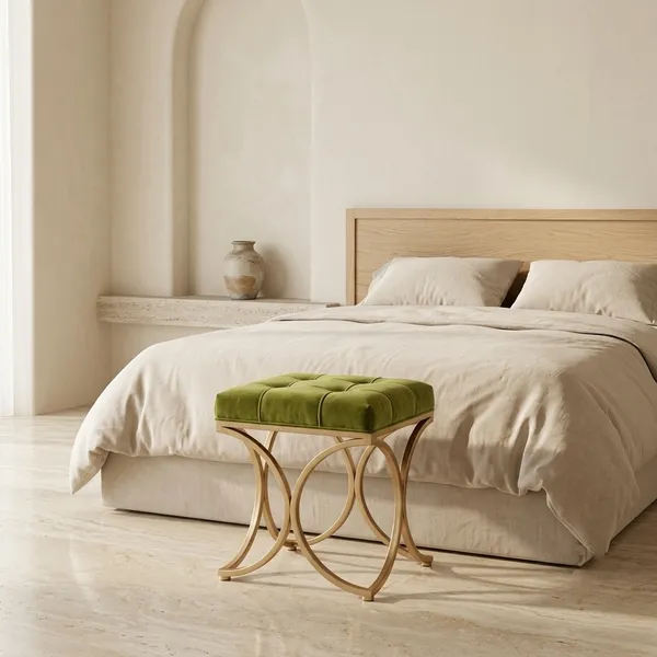 The_Lyra_Accent_Stool_-_Gold_Frame,_Willow_Green