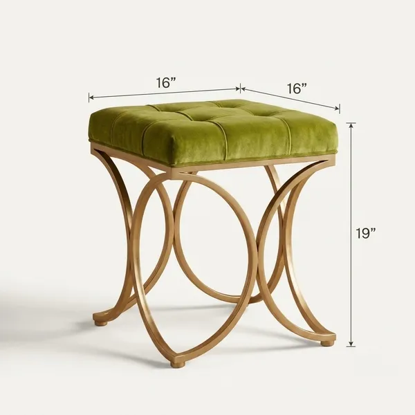 The_Lyra_Accent_Stool_-_Gold_Frame,_Willow_Green