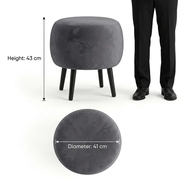 The_Seraphine_Ottoman_–_Charcoal_Grey,_Black_Legs_|_PixiePine