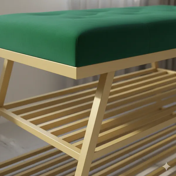 Green_Comfortable_Seating_Bench_and_2-Tier_Shoe_Storage_Organizer_for_Hallway_or_Entryway