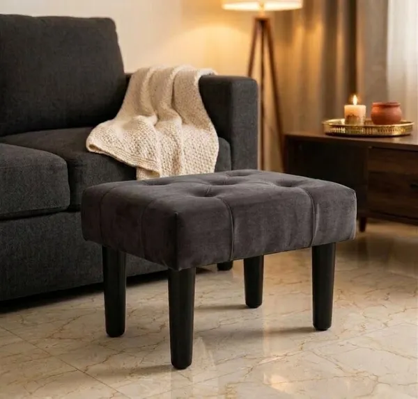 Footstool_Rectangle_Ottoman_Velvet_Soft_Footrest_Ottoman_with_Wood_Legs,Sofa_Footrest_Extra_Seating_for_Living_Room_Small_Stool_for_Living_Room_Couch_Pets_-_Grey