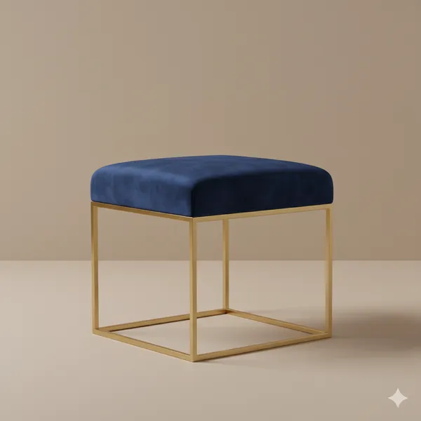 Blue_Luxe_Velvet_Stool,_Elegant_Gold_Wrought_Iron_Base,_Soft_Designer_Seating,Blue