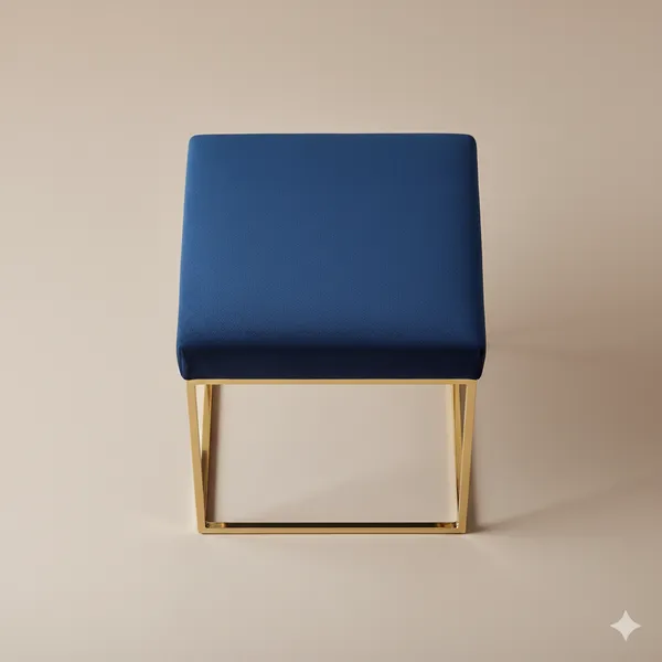 Blue_Luxe_Velvet_Stool,_Elegant_Gold_Wrought_Iron_Base,_Soft_Designer_Seating,Blue