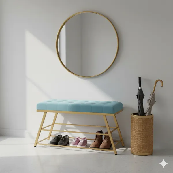 Sky_Blue_Comfortable_Seating_Bench_and_2-Tier_Shoe_Storage_Organizer_for_Hallway_or_Entryway