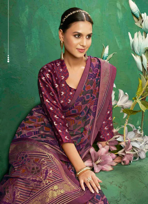 Multicolor_Exclusive_Brasso_Fabric_With_Contemporary_Geometric_Pattern_With_Luxurious_Metallic_Border_For_Day_Long_Comfort.