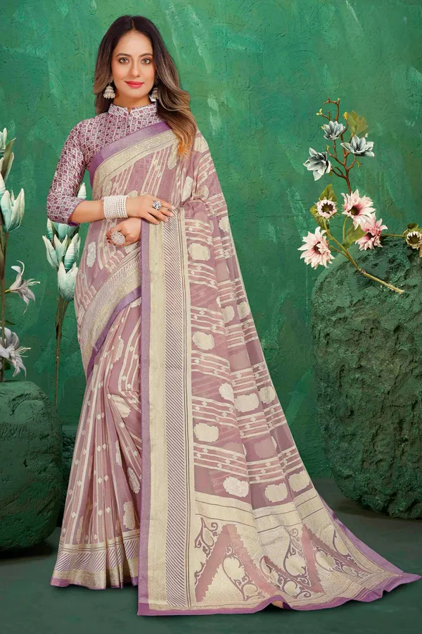 Lavender_Exclusive_Brasso_Fabric_With_Designed_With_Featuring_Motifs_With_Rich_Traditional_Border_Ideal_For_Day_To_Evening_Events.