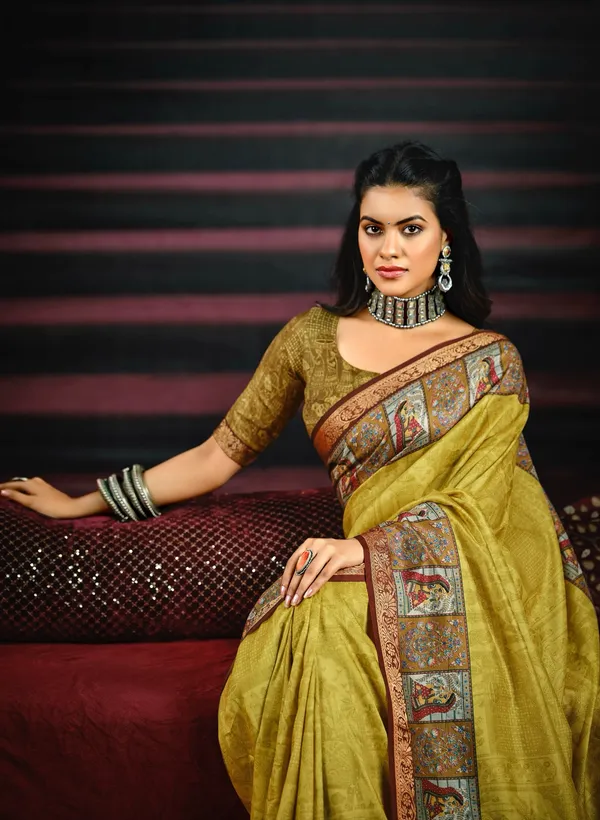 Mustard_Yellow_Classic_Saree_With_Artistic_Traditional_Motifs_&_A_Richly_Designed_Border,_Perfect_For_Festive_&_Cultural_Occasions