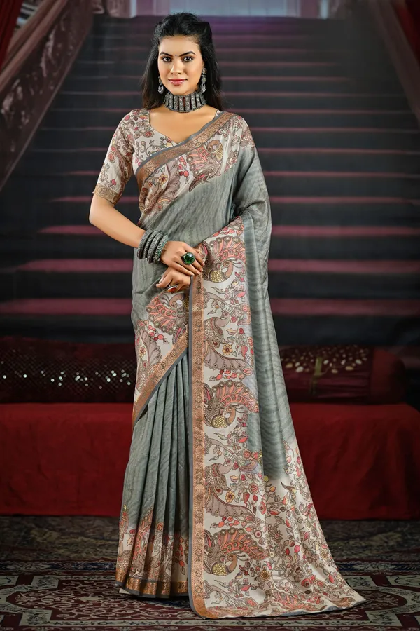Grey_Sophisticated_Saree_With_Artistic_Peacock_Motifs_&_Intricate_Border,_Perfect_For_Festive_Gatherings_&_Special_Events