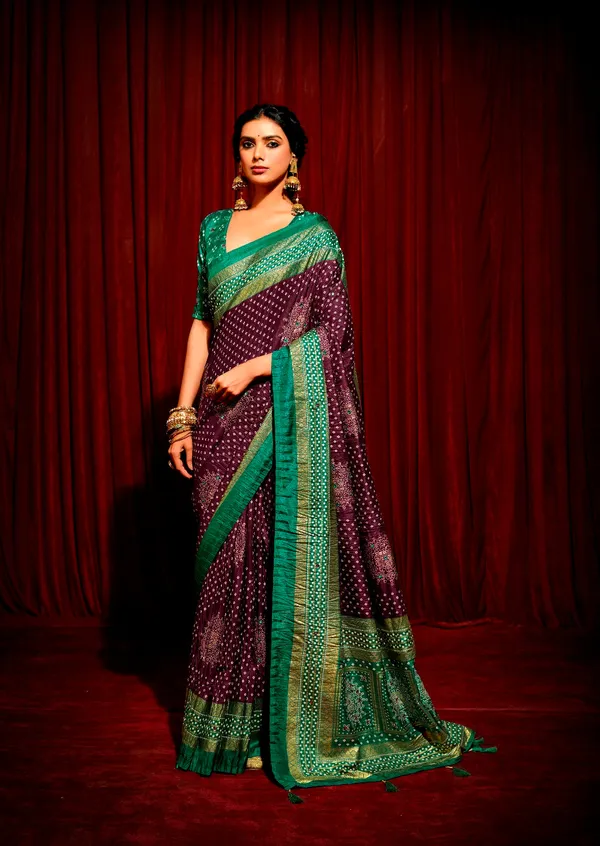 Falsa_Blue_&_Sea_Green_Combination_Pure_Crush_Patola_Silk_Designer_Look_Saree_With_Mirror_&_Zari_Work