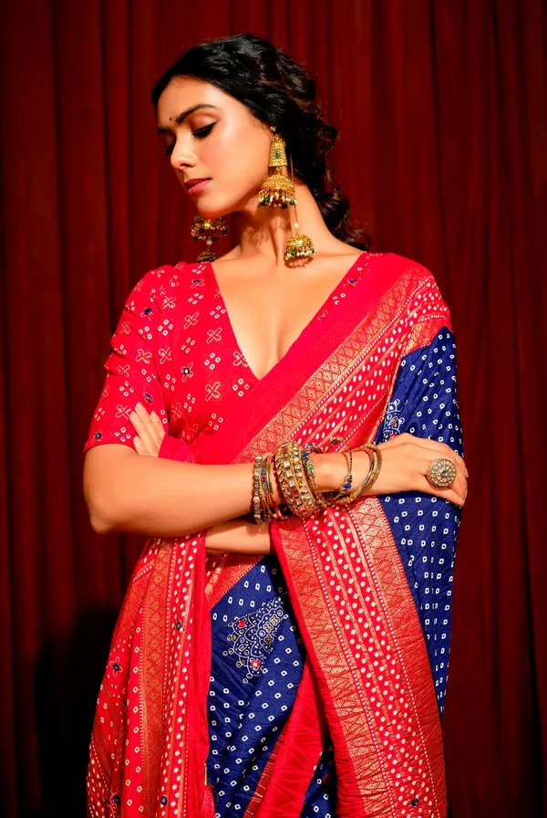 Royal_Blue_With_Red_Combination_Pure_Crush_Patola_Silk_Designer_Look_Saree_With_Mirror_&_Zari_Work