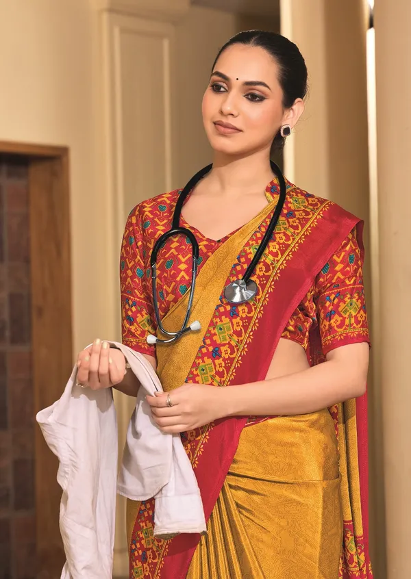 Golden_Yellow_With_Red_Border_Design_Women'S_Premium_Italian_Silk_Small_Butty