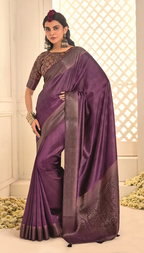 Purple_and_gold-toned__Tusser_Silk_Shaded_Combination_With_Weaving_Zari_Border_Designer_Look_Saree