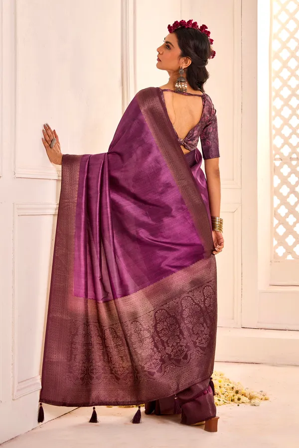 Purple_and_gold-toned__Tusser_Silk_Shaded_Combination_With_Weaving_Zari_Border_Designer_Look_Saree