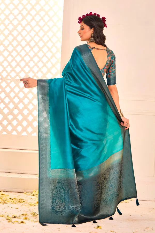Dark_Sky_Pure_Tusser_Silk_Shaded_Combination_With_Weaving_Zari_Border_Designer_Look_Saree