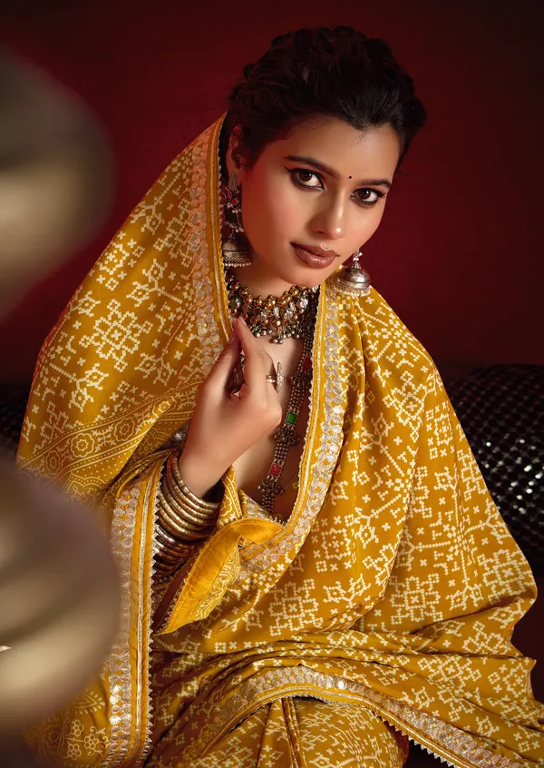 Mustard_Yellow_Pure_Ajrakh_Silk_Designer_Look_Saree_With_Jaipuri_Silver_Gotta_Work_Border