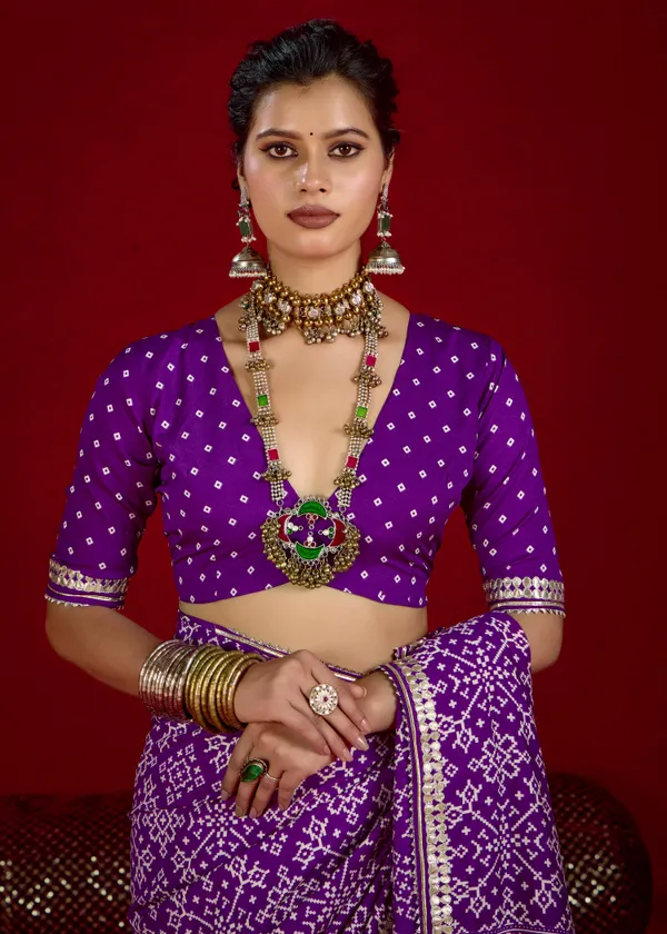 Indigo_Purple_Pure_Ajrakh_Silk_Designer_Look_Saree_With_Jaipuri_Silver_Gotta_Work_Border