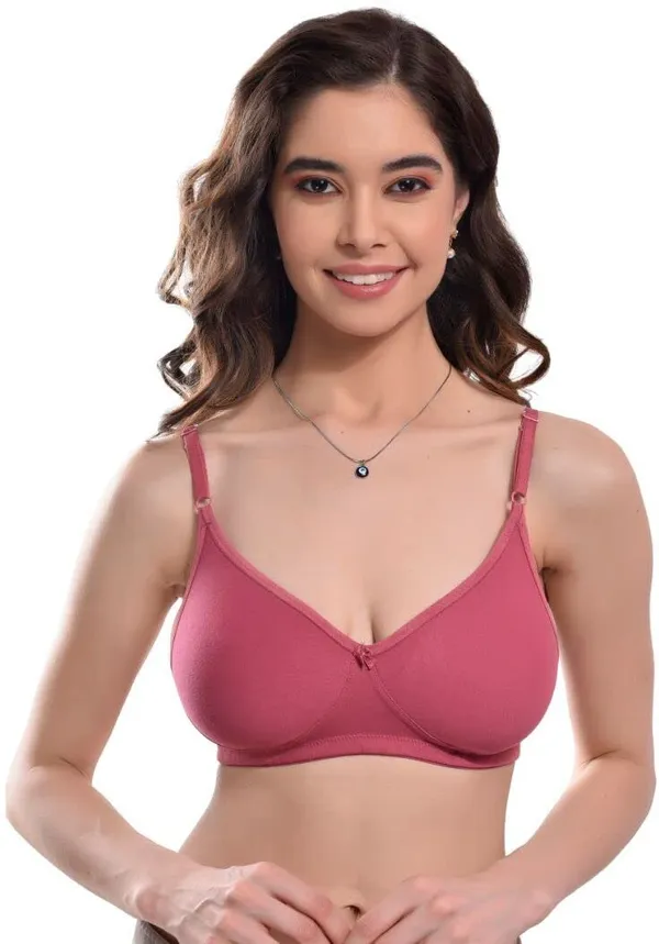 Pink_Everyday_Non_Padded_Bra_Full_Support_Regular_Cotton_Bra_Non-Wired_Wirefree_Adjustable_Straps_Anti_Bacterial_For_Women
