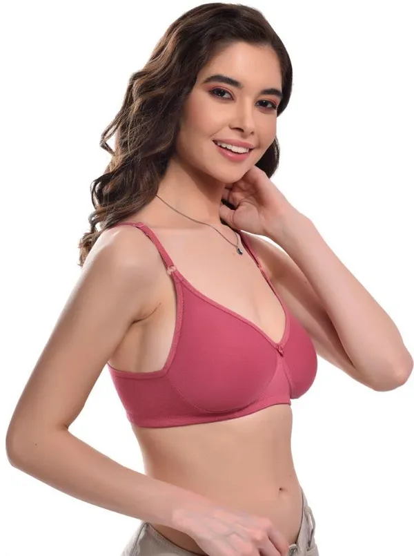 Pink_Everyday_Non_Padded_Bra_Full_Support_Regular_Cotton_Bra_Non-Wired_Wirefree_Adjustable_Straps_Anti_Bacterial_For_Women