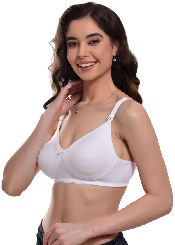 White_Light_Padded_Everyday_Lightly_Padded_Bra_Full_Support_Regular_Cotton_Bra_Non-Wired_Wirefree_Adjustable_Straps_Anti_Bacterial_For_Women