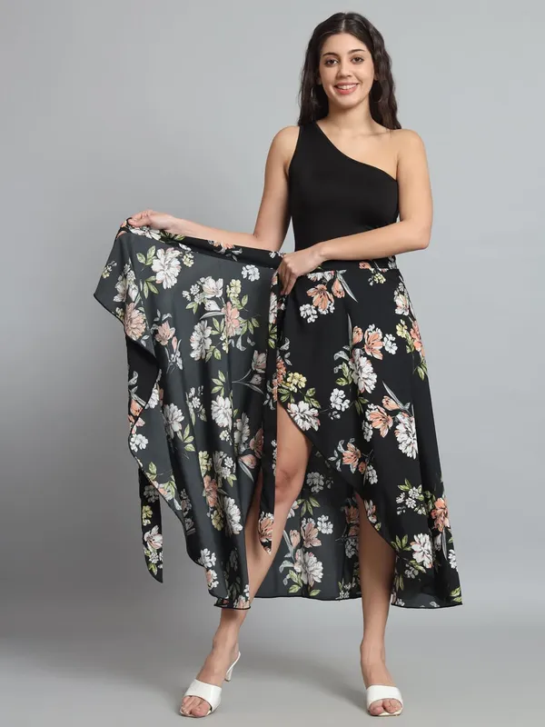 Black_Floral_Print_Wrap_Around_Skirt_Printed_Skirt_Western_Wrap_Around_For_Women